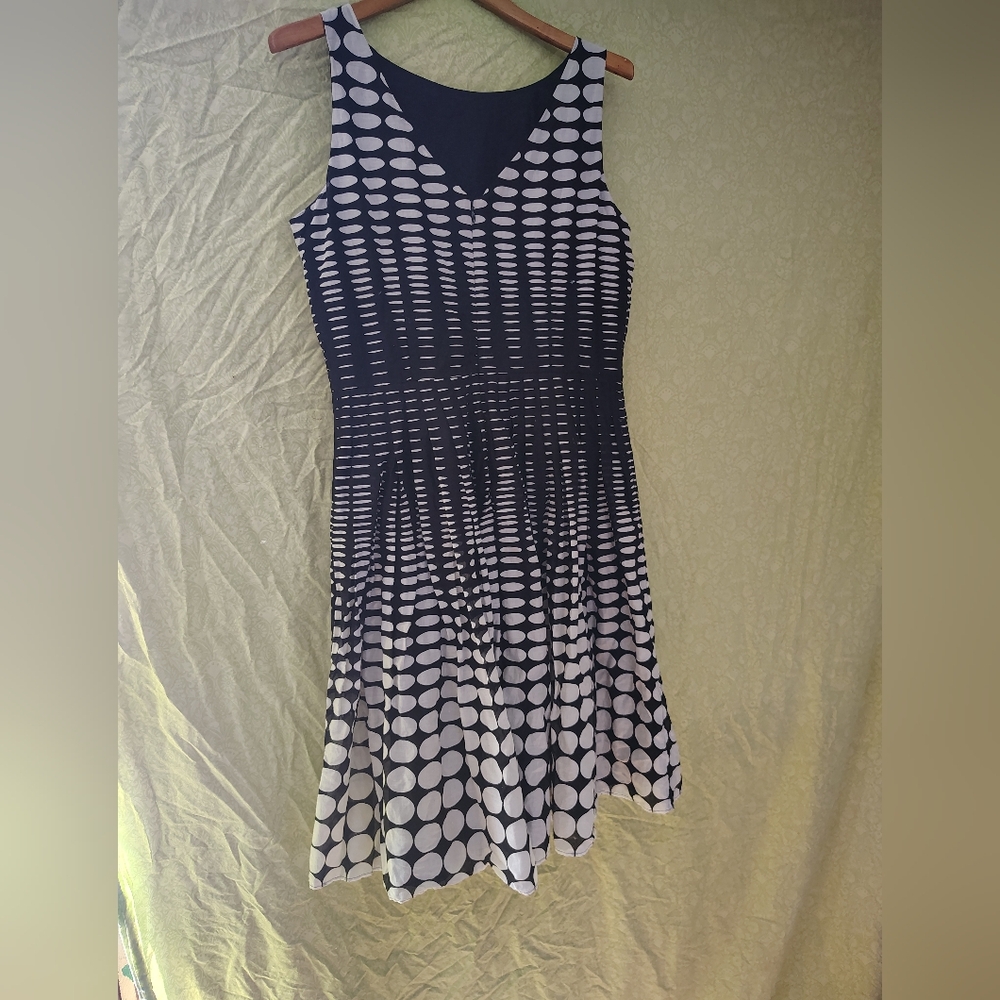 Talbot's Elegant Black and White Polka Dot Dress
